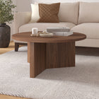 Hudson&Canal - Table basse ronde Anders de 91 cm de largeur, , noyer satiné-Finition en noyer satiné aspect bois