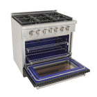 Kucht 36" KFX-X Series Pro Style Natural Gas Range - Stainless Steel/Cement Gray-2 Years Limited Manufacturer Warranty