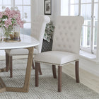 Flash Furniture - Chaise Parsons en tissu beige de la série HERCULES avec finition couleur noyer-Style du milieu du siècle