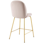 Modway Scoop Gold Stainless Steel Leg Performance Velvet Counter Stool - Pink-Gold Stainless Steel Legs