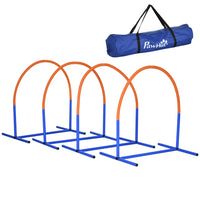 PawHut Dog Agility Training 4-Piece Set with Carrying Bag - Blue-Set of four agility set 