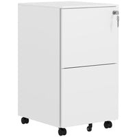 Vinsetto - Classeur en acier à 2 tiroirs format lettre/A4 avec serrure et barre de suspension - blanc-2 tiroirs pour ranger vos fournitures de bureau 
