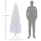 HOMCOM 6' Tall Pencil Artificial Christmas Tree with Steel Base - White-Foldable metal base simplifies storage and setup