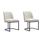 Manhattan Comfort Serena 23.62" Modern Faux Leather Upholstered Dining Chair - Cream - Set of 2-Modern Dining Chair for Dining Room and Home Office Use