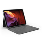 Logitech Rugged Folio Keyboard Case for iPad A16/ 10.9" (10th Gen.) - English - Graphite-Durable: Proprietary shock-absorbent technology and materials help Rugged Folio iPad keyboard case exceed military standard drop tests for protection from drops and mishaps