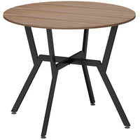 HOMCOM - Table à manger ronde avec cadre en acier pour cuisine - brun-Le style moderne s'intègre parfaitement à la plupart des décorations d'intérieur 