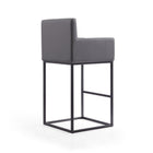 Manhattan Comfort - Tabouret de bar Ambassador 21" style milieu du siècle moderne, revêtement en similicuir gris et noir-Hauteur du siège : 30 po''