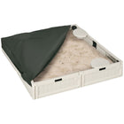 Outsunny - Bac à sable carré d'extérieur pour enfants avec auvent et revêtement en tissu - 123 x 123 cm - Blanc crème-Le bricolage de ce bac à sable ne nécessite aucun outil particulier 