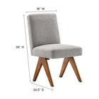 Modway Lyra Boucle Fabric Dining Room Side Chair - Light Grey - 2 Pack-Plywood Frame, Rubber Wood Legs