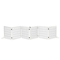 PawHut - Barrière pour animaux en bois autoportante avec 6 panneaux, 2 pieds de soutien - blanc-Fabriqué en bois de pin et en acier, il offre une grande robustesse 