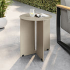 Modway Tecton Outdoor Patio Aluminum Side Table - Khaki-Intersecting Base with Central Cut-Out