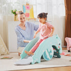 Qaba 3-in-1 Kids Slide and Rocking Horse - Green-Material: HDPE 