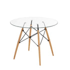 Plata Import Eiffel Glass 32" Dining Table-Sturdy wood legs