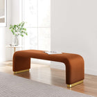 Modway - Koda Performance Velvet Banc long de la chute d’eau - Rouille en laiton-Tissu résistant aux taches