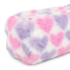 Fashion Stationery Hearts Plush Pencil Case - 7.87" L x 3.14" W x 3.14" H - White-Features a polyester lining