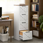 HOMCOM 4-Drawer Letter/A4 Filing Cabinet - White-Four deep drawers organise Letter/A4 files, top surface holds your printer
