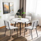 Homy Casa - Chaise de salle à manger moderne rembourrée - Tissu Beige Ivoire avec pieds en métal noir - Paquet de 4-Construction Durable : Construites pour durer avec des matériaux de haute qualité résistant à une utilisation quotidienne.