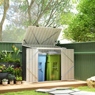 Outsunny 5' x 3' Garbage Bin Shed for 2 Trash Cans-Corrugated steel structure is solid, with a weather-resistant coating for outdoor protection
