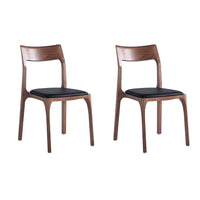 Manhattan Comfort - Chaise de salle à manger moderne Moderno 45 cm en similicuir - Noyer et noir - Lot de 2-Chaise de salle à manger moderne parfaite pour une utilisation dans la salle à manger et au restaurant