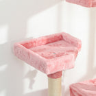 PawHut 68"es Cat Tree, Multi-Level Large Cat Tower Condo - Pink-Includes 3 mouse-shaped dangling pom-pom toys