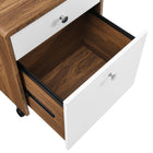 Modway Transmit Wood File Cabinet - Walnut White-Weight Capacity: 200 lb