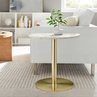 Modway Viva Round White Marble Side Table - Brass White-Versatile Accent Table