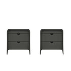 Manhattan Comfort Coney 19.68" Mid-Century Modern Nightstand 2-Piece Set - Grey-Mid-Century Modern Nightstand for Bedroom Use