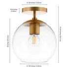 Hudson&Canal - Plafonnier semi-encastré Bartlett de 23 cm de large avec abat-jour en verre - Laiton/Transparent-Nettoyer avec un chiffon doux et sec, sans produits chimiques agressifs ni produits de nettoyage abrasifs