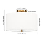 Hudson&Canal - Plafonnier encastré Ellis 16 po avec abat-jour en tissu - Laiton/blanc-Nettoyer avec un chiffon doux et sec, sans produits chimiques agressifs ni produits de nettoyage abrasifs