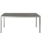 Modway Shore Outdoor Patio Aluminum Dining Table - Silver Grey-Anodized Aluminum Frame