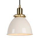 Hudson&Canal Madison 8" Wide Pendant with Metal Shade - Pearled White/Brass/Pearled White-Includes an adjustable 8 ft. cord, compatible with existing dimmer switches, bulbs not included