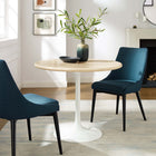 Modway Lippa 36" Round Faux Travertine Dining Table - White Travertine-Seats 4