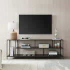 Hudson&Canal Winthrop TV Stand with Metal Shelves for TV's up to 75" - Blackened Bronze-Features easy assembly
