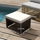 Outsunny - Pouf d’extérieur en osier avec coussins amovibles, kaki-Coussins avec rembourrage doux pour un confort optimal, housses de coussin zippées