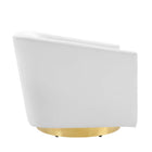 Modway Twist Accent Lounge Performance Velvet Swivel Chair - Gold White-Brushed Gold Metal Swivel Base