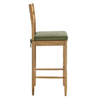 Modway - Jax Bois de chêne Tabouret de bar avec dossier ondulé en rasoir et coussin in Sauge du chêne altéré-Conception sans bras