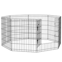 PawHut - Parc pour animaux pliable en métal 30 po pour jardin-Le parc de jeu à revêtement noir offre une protection durable contre les éléments extérieurs