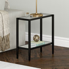 Hudson&Canal Hera 24"W Rectangular Side Table with Glass Shelf - Blackened Bronze-Clean with a soft, dry cloth and no harsh chemicals or abrasive cleaning materials