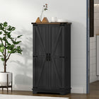 HOMCOM 47" H Pantry Cabinet with Adjustable Shelves - Black-Melamine faced particleboard ensures easy cleaning 
