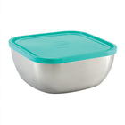 Tramontina Stainless Steel Tapered Square Container Set with Colored Plastic Lids - 6 Piece Set-Premium 18/10 stainless steel