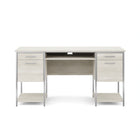Whalen 60" Roca Double Pedestal Desk-Blonde Oak finish with modern silver accents