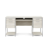 Whalen 60" Roca Double Pedestal Desk-Blonde Oak finish with modern silver accents