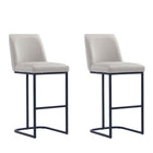 Manhattan Comfort Serena 17.71" Modern Leatherette Upholstered Barstool - Light Grey - 2 Pack-Modern Barstool with Backrest Perfect for Bar and Kitchen Use - Set of 2