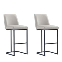 Manhattan Comfort - Serena tabouret de bar moderne 45 cm en similicuir rembourré - gris clair - lot de 2-Tabouret de bar moderne avec dossier parfait pour une utilisation au bar et dans la cuisine - Set de 2