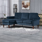 HOMCOM - Canapé sectionnel modulable avec méridienne et pieds en bois - bleu foncé-Méridienne modulable pour s'adapter à différentes dispositions de pièces 