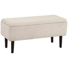 HOMCOM Storage Ottoman with Wooden Legs and 57 L Capacity - Cream White-Multifunctional indoor decor, can be used as a shoe stool, bed end bench, or entryway bench