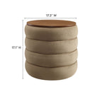 Modway Mezzo Round Performance Velvet Storage Ottoman - Taupe-Stain-Resistant Fabric