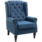 HOMCOM - Fauteuil d’appoint en tissu avec pieds en bois - accoudoirs roulés pour chambre - bleu-Idéal pour le salon, la chambre, le bureau, la salle de réunion et plus encore 
