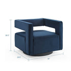Modway - Booth Performance Velvet Fauteuil pivotant en velours de performance - Bleu Minuit-Revêtement en velours de performance