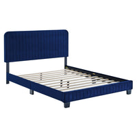 Modway Celine Channel Tufted Performance Velvet King Platform Bed - Navy-King Platform Bed